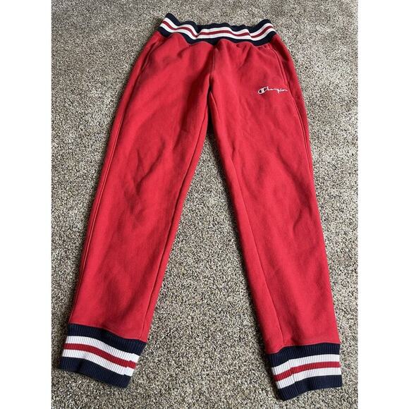 Vintage Champion Sweatpants Red White Blue Reverse Weave Jogger Pants Small - Picture 1 of 7